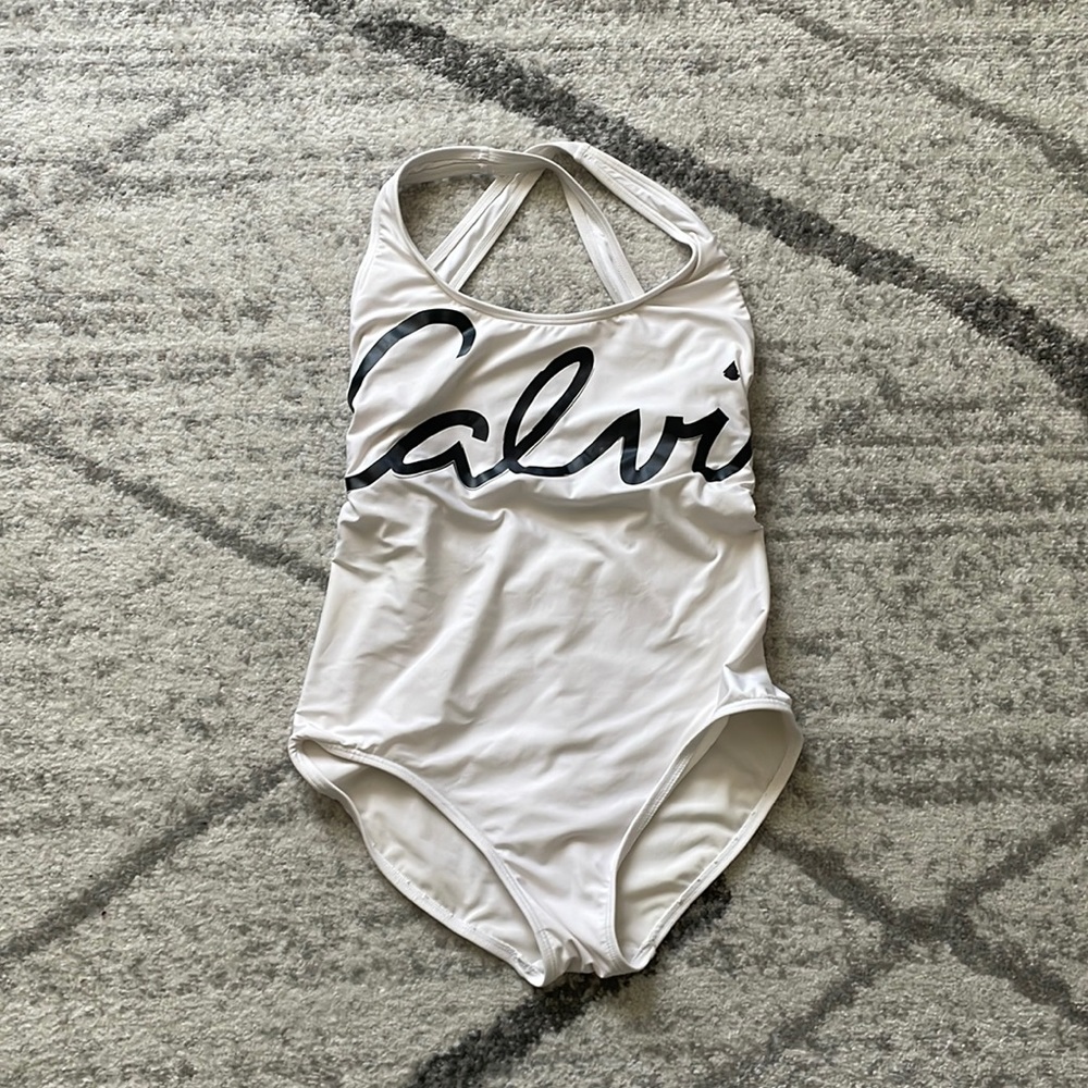White Calvin Klein One Piece Swimsuit (Size 12)